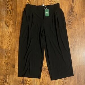 HALARA Women's Work Dress Pleated Wide Leg Black Pants pockets belt loops XL